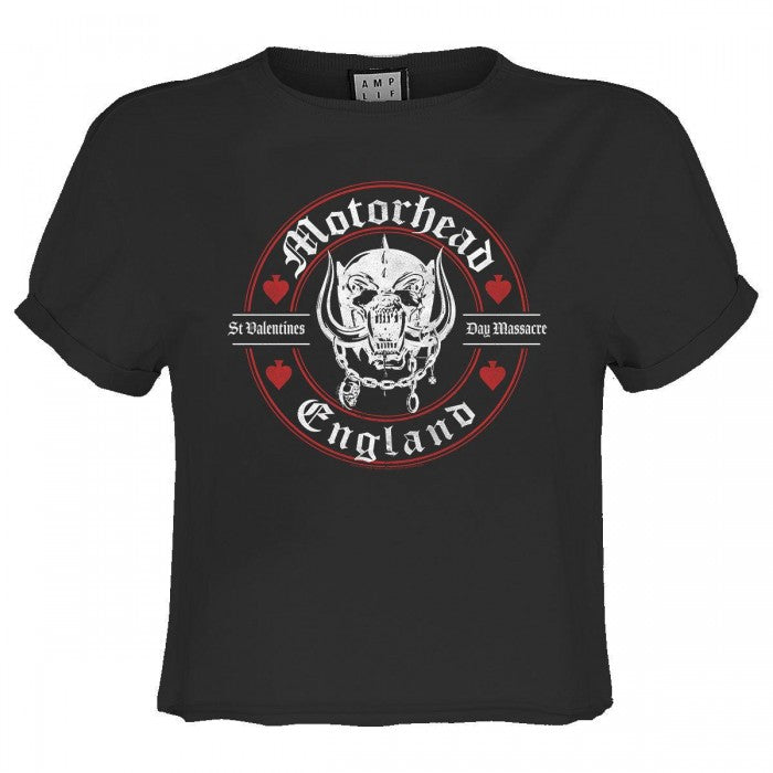 Front - Amplified Womens/Ladies St Valentines Day Massacre Motorhead Crop T-Shirt