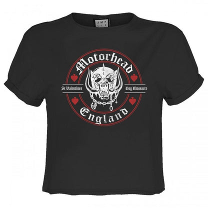Front - Amplified Womens/Ladies St Valentines Day Massacre Motorhead Crop T-Shirt