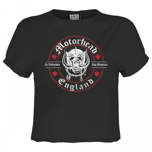 Front - Amplified Womens/Ladies St Valentines Day Massacre Motorhead Crop T-Shirt