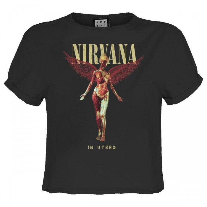 Front - Amplified Womens/Ladies In Utero Nirvana Crop T-Shirt