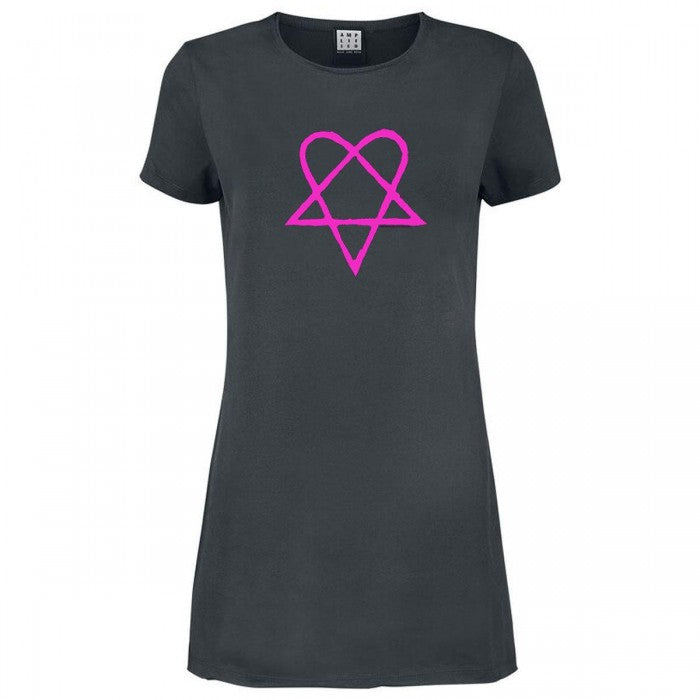 Front - Amplified Womens/Ladies Heartagram HIM T-Shirt Dress