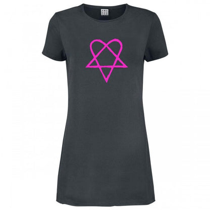 Front - Amplified Womens/Ladies Heartagram HIM T-Shirt Dress