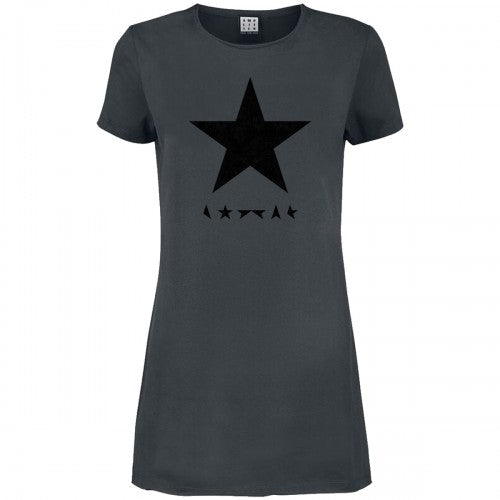 Front - Amplified Womens/Ladies Black Star David Bowie T-Shirt Dress