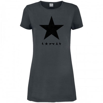 Front - Amplified Womens/Ladies Black Star David Bowie T-Shirt Dress