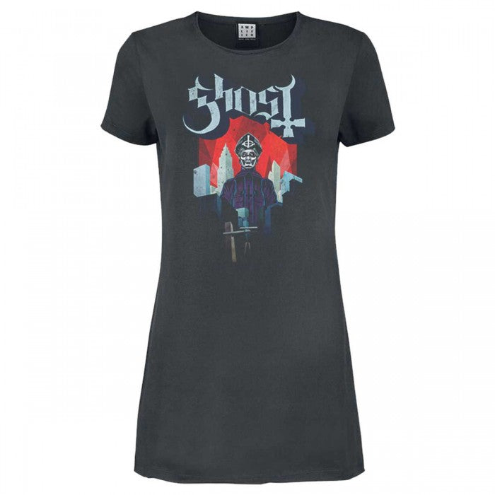 Front - Amplified Womens/Ladies Necropolitan Ghost T-Shirt Dress
