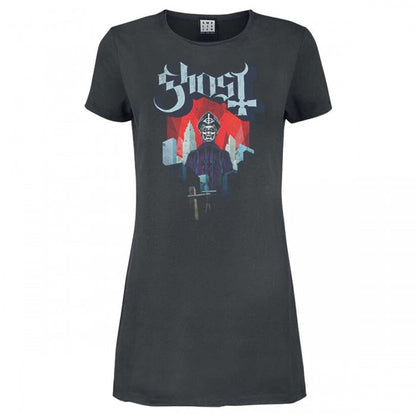 Front - Amplified Womens/Ladies Necropolitan Ghost T-Shirt Dress