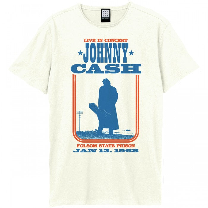 Front - Amplified Unisex Adult Man In Black At Folsom Johnny Cash T-Shirt