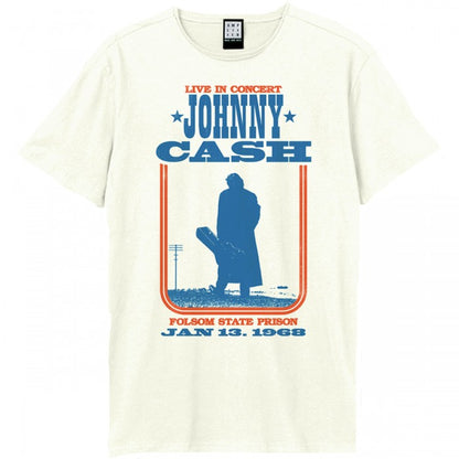 Front - Amplified Unisex Adult Man In Black At Folsom Johnny Cash T-Shirt