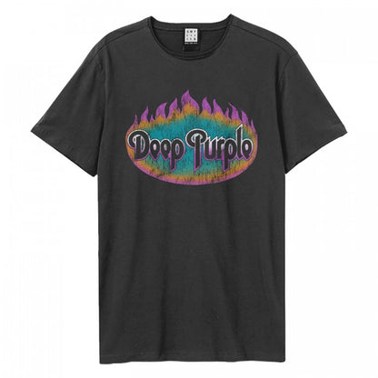 Front - Amplified Unisex Adult Flames Deep Purple T-Shirt