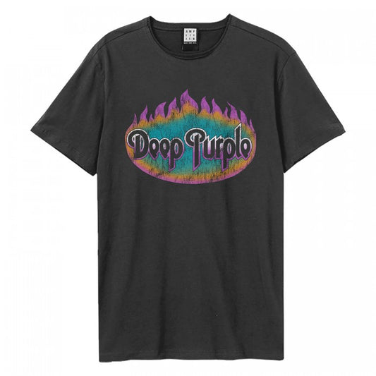 Front - Amplified Unisex Adult Flames Deep Purple T-Shirt