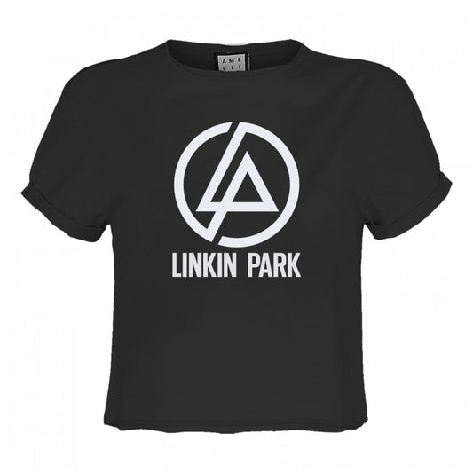 Front - Amplified Womens/Ladies Circle Logo Linkin Park Crop Top