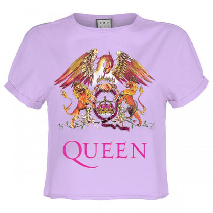 Front - Amplified Womens/Ladies Colour Crest Queen Crop T-Shirt