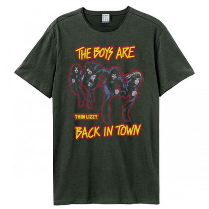 Front - Amplified Unisex Adult The Boys Are Back Cartoon Thin Lizzy T-Shirt