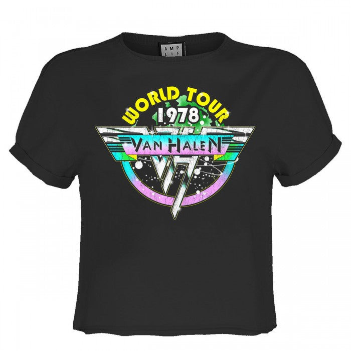 Front - Amplified Womens/Ladies World Tour 78 Van Halen Crop Top