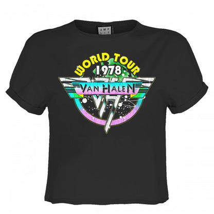 Front - Amplified Womens/Ladies World Tour 78 Van Halen Crop Top
