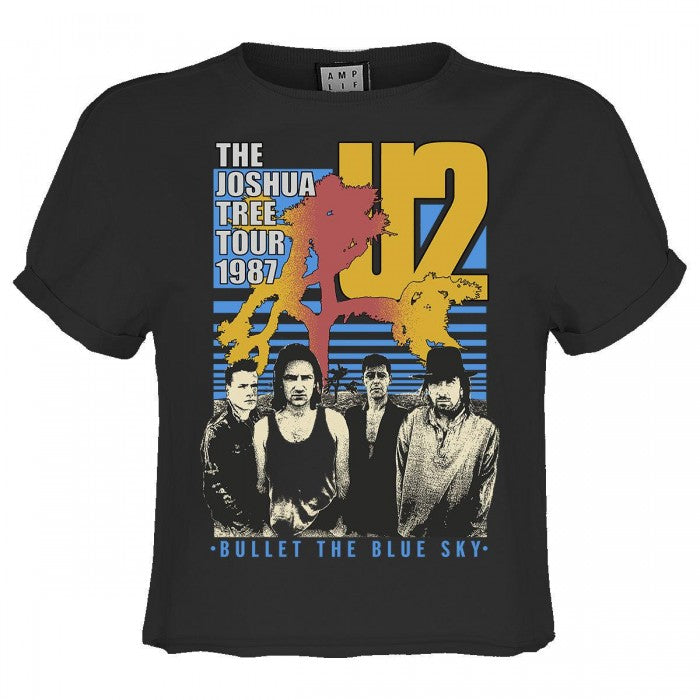 Front - Amplified Womens/Ladies Bullet The Blue Sky U2 Crop Top