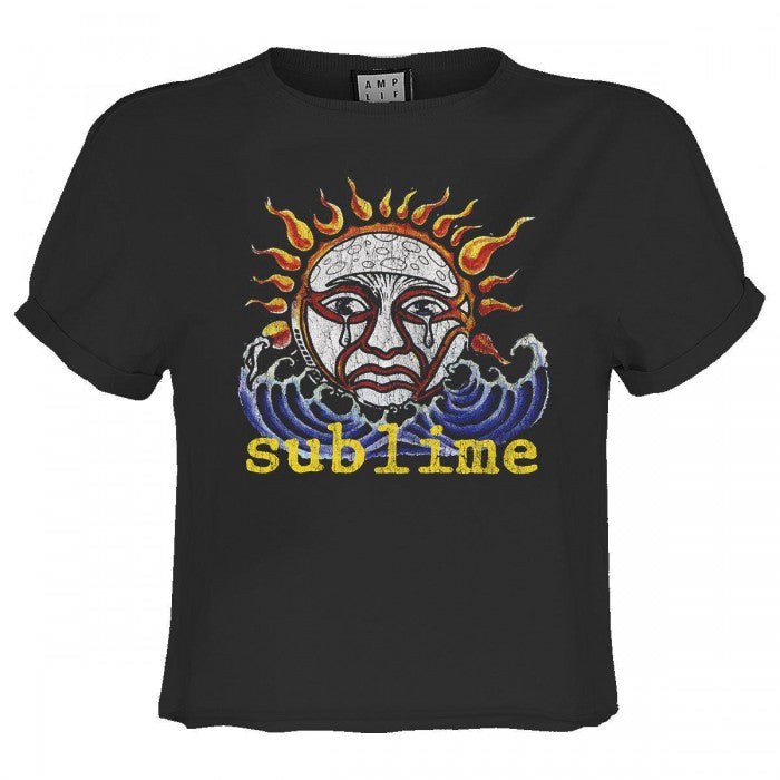 Front - Amplified Womens/Ladies Ska Sun Logo Sublime Crop Top