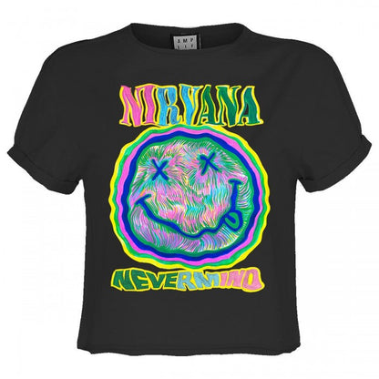 Front - Amplified Womens/Ladies Scribble Nirvana Crop Top