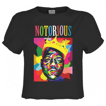Front - Amplified Womens/Ladies Geo Crown Notorious Big Crop Top