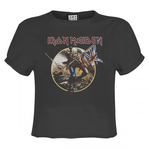 Front - Amplified Womens/Ladies Trooper Iron Maiden Crop Top