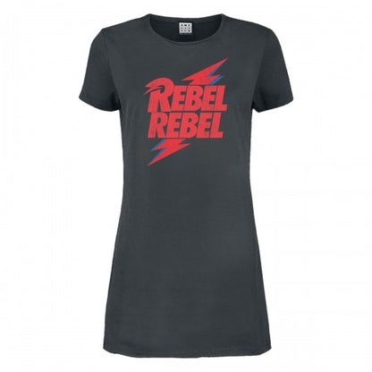 Front - Amplified Womens/Ladies Rebel Rebel David Bowie T-Shirt Dress