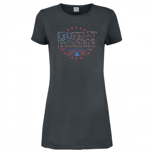 Front - Amplified Womens/Ladies Stars And Stripes Guns N Roses T-Shirt Dress