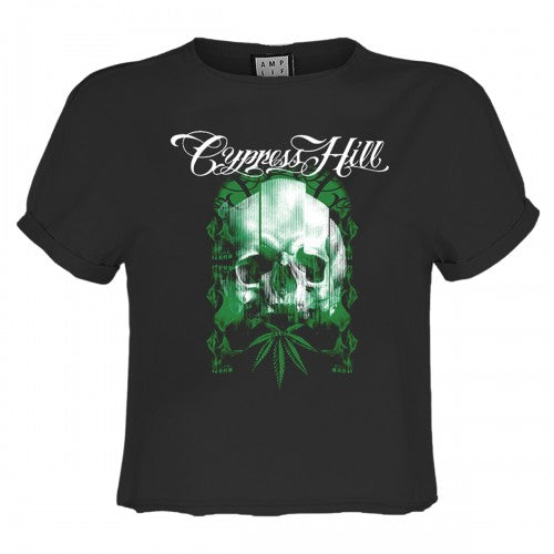 Front - Amplified Womens/Ladies Glitched Skull Cypress Hill Crop Top