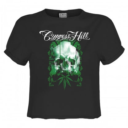 Front - Amplified Womens/Ladies Glitched Skull Cypress Hill Crop Top