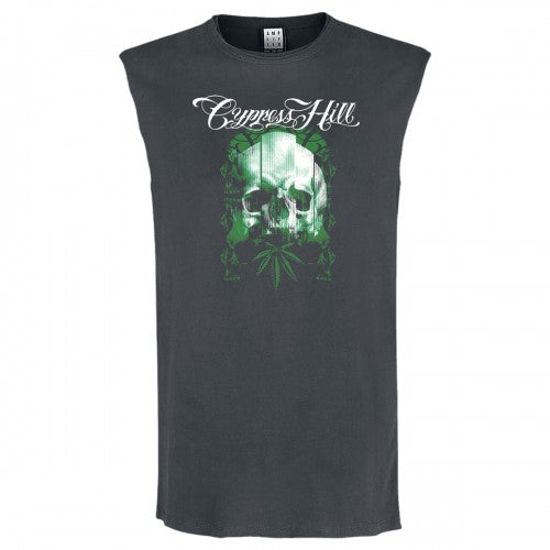 Front - Amplified Unisex Adult Glitched Skull Sleeveless Top