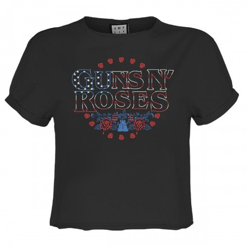 Front - Amplified Womens/Ladies Stars And Stripes Guns N Roses Crop Top