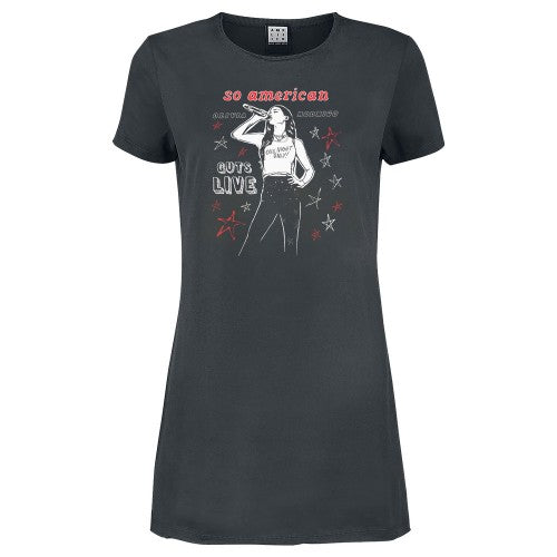 Front - Amplified Womens/Ladies So American Olivia Rodrigo T-Shirt Dress