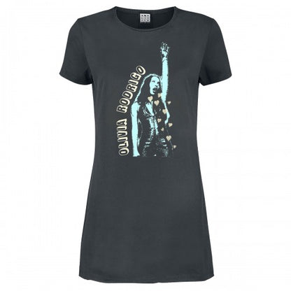 Front - Amplified Womens/Ladies Hand Up Olivia Rodrigo T-Shirt Dress