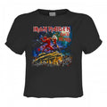 Front - Amplified Womens/Ladies Run To The Hills Iron Maiden Crop Top