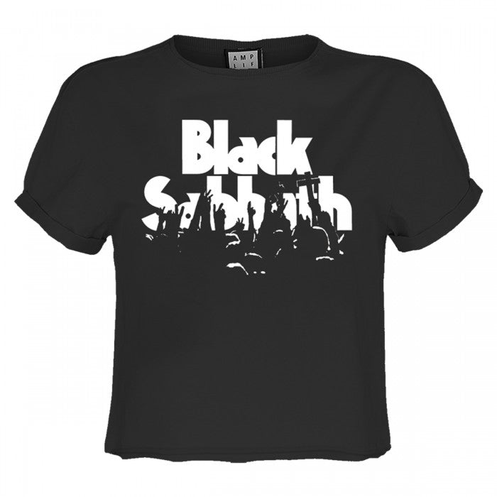 Front - Amplified Womens/Ladies Crowd Black Sabbath Crop Top