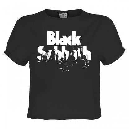 Front - Amplified Womens/Ladies Crowd Black Sabbath Crop Top