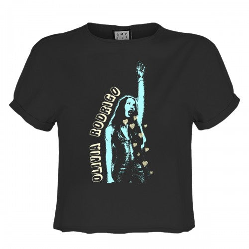 Front - Amplified Womens/Ladies Hand Up Olivia Rodrigo Crop Top