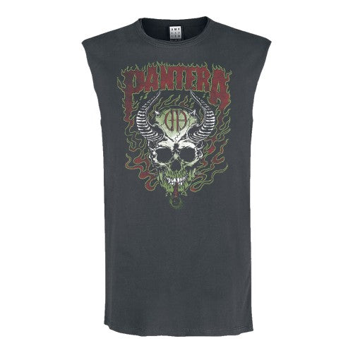 Front - Amplified Mens Fire Skull Pantera Sleeveless Tank Top