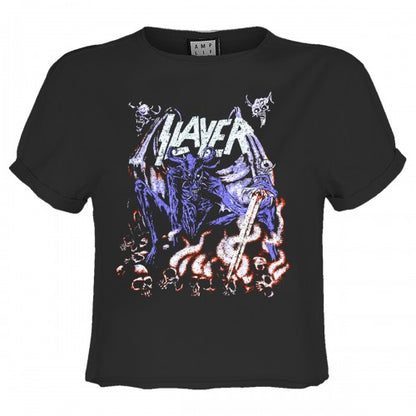 Front - Amplified Womens/Ladies Neon Art Mineral Slayer Crop Top