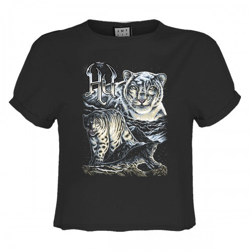 Front - Amplified Womens/Ladies Snow Leopards The Hu Crop Top