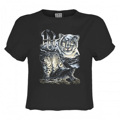 Front - Amplified Womens/Ladies Snow Leopards The Hu Crop Top