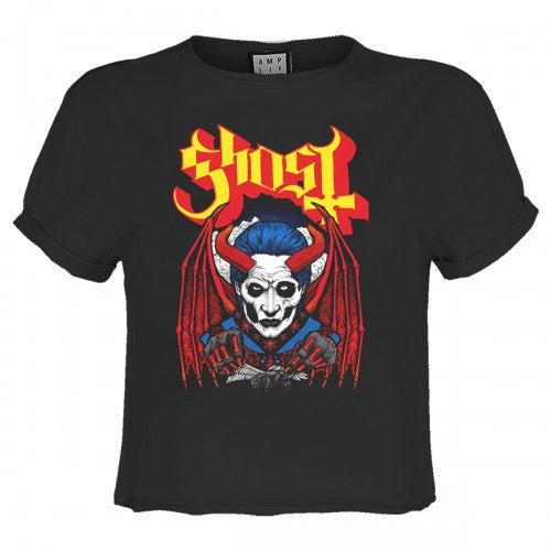 Front - Amplified Womens/Ladies Demonic Ghost Crop Top