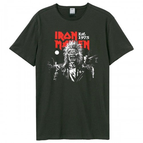 Front - Amplified Mens 50th 2 Colour 1975 Eddie Iron Maiden T-Shirt