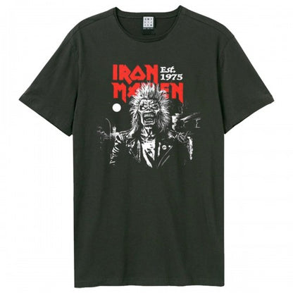 Front - Amplified Mens 50th 2 Colour 1975 Eddie Iron Maiden T-Shirt
