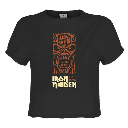 Front - Amplified Womens/Ladies 50th Totem Pole Iron Maiden Crop Top