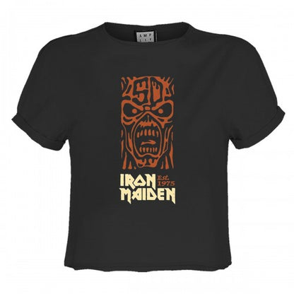 Front - Amplified Womens/Ladies 50th Totem Pole Iron Maiden Crop Top