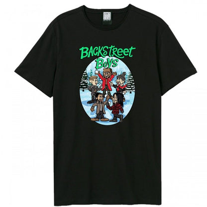 Front - Backstreet Boys Unisex Adult Cartoon Backstreet Boys Christmas T-Shirt
