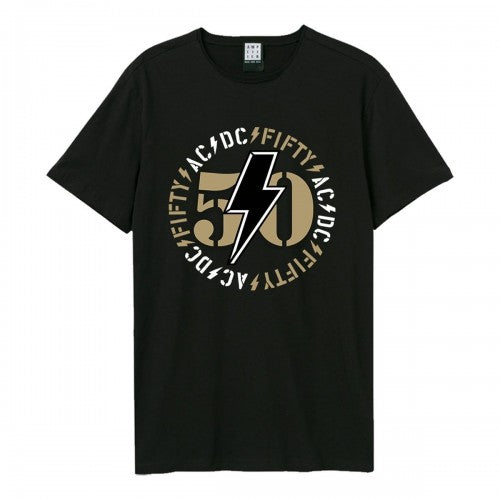 Front - Amplified Unisex Adult 50 Classic Bolt AC/DC T-Shirt