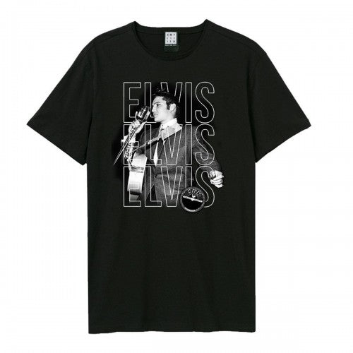 Front - Amplified Unisex Adult Triple Elvis Sun Records & Elvis T-Shirt
