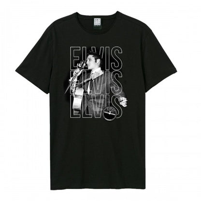Front - Amplified Unisex Adult Triple Elvis Sun Records & Elvis T-Shirt