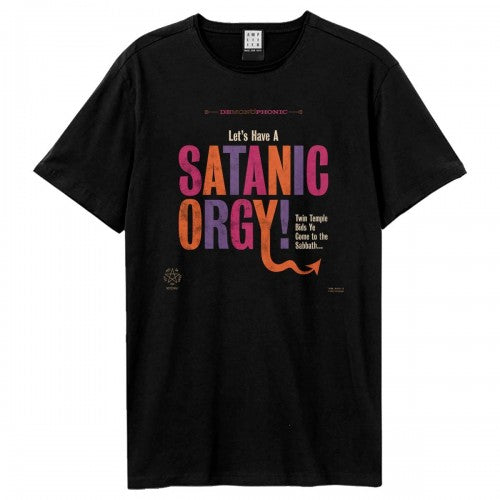 Front - Amplified Unisex Adult Lets Have A Satanic Orgy Twin Temple T-Shirt